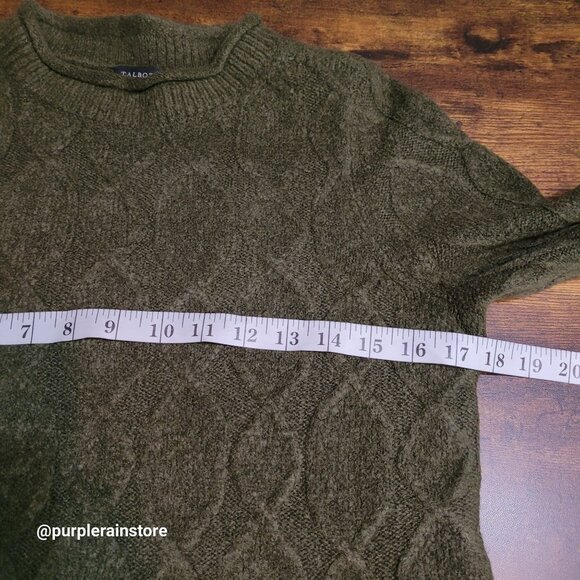 Talbots Cable Knit Sweater S Rollneck Olive Wool Alpaca Super Soft Stretch - Picture 6 of 11